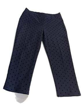 Isaac Mizrahi Live! 24/7 Stretch Flocked Polka Dot Ankle Pants in Dark Navy Sz.